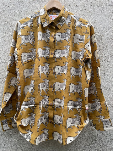 Classic Holy Cow Print Full Sleeve Cotton Shirt for Womens