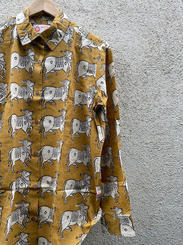 Classic Holy Cow Print Full Sleeve Cotton Shirt for Womens