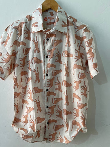 Men's Jungle Print Cotton Half Sleeve Shirt