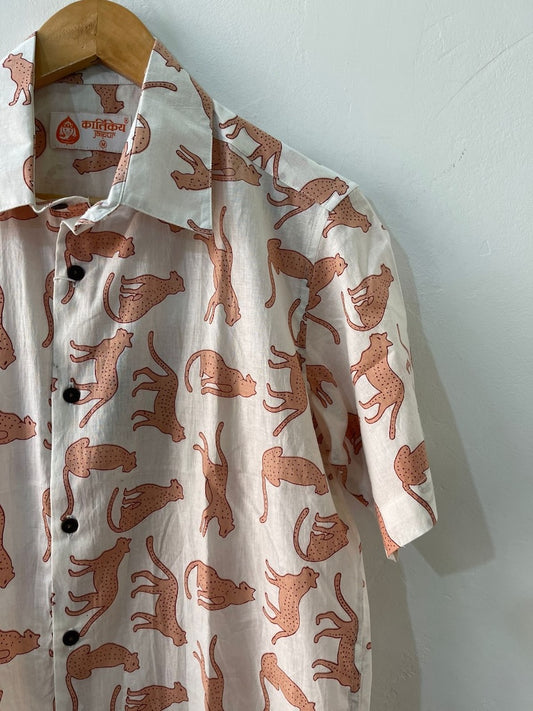 Men's Jungle Print Cotton Half Sleeve Shirt