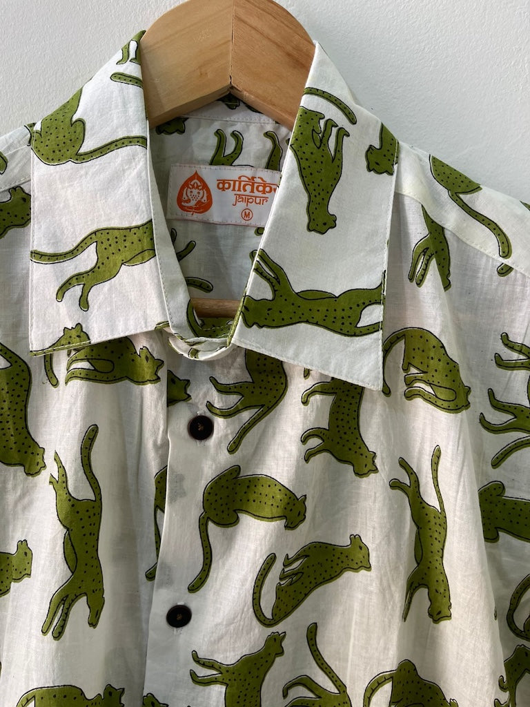 Men's Jungle Print Cotton Half Sleeve Shirt