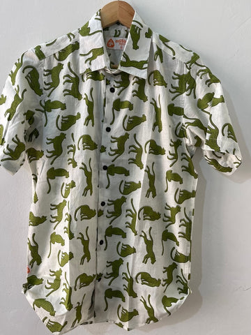 Men's Jungle Print Cotton Half Sleeve Shirt