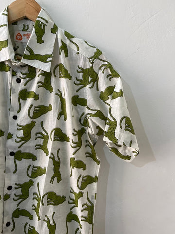 Men's Jungle Print Cotton Half Sleeve Shirt