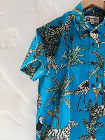Sky Jungle Print Vintage Shirt by Kartikeya Jaipur