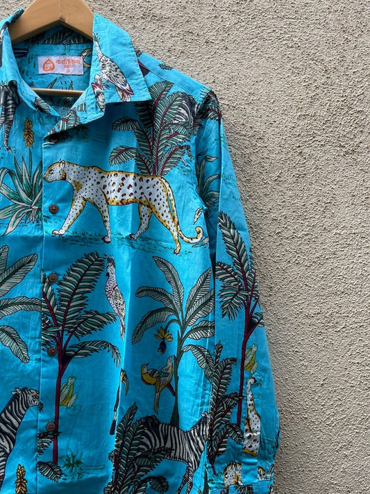 Jungle Print Vintage Full Sleeve Men's Shirt