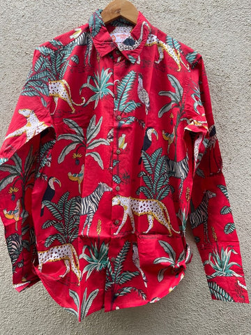 Red Jungle Full Sleeve Men's Cotton Shirt