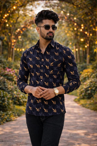 Classic Kalamkari Block Print Full Sleeves Cotton Men Shirt - Organic