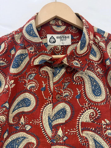 Short Sleeve Kalamkari Print Cotton Shirt For Men