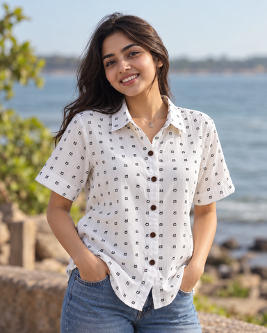 Classic Kannada Alphabet Half Sleeve Shirt for Women