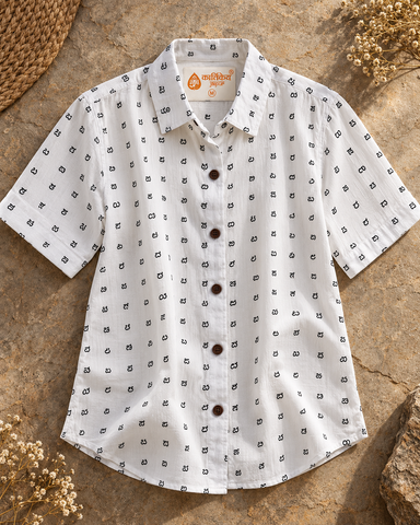 Classic Kannada Alphabet Half Sleeve Shirt for Women