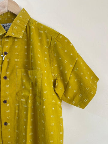 Classic Kannada Script Half Sleeve Cotton Shirt Men