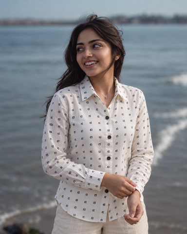 Kannada Alphabet Full Sleeves Classic Shirt for Women