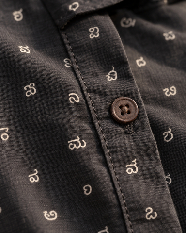 Kannada Alphabet Full Sleeves Classic Shirt for Women - BLACK