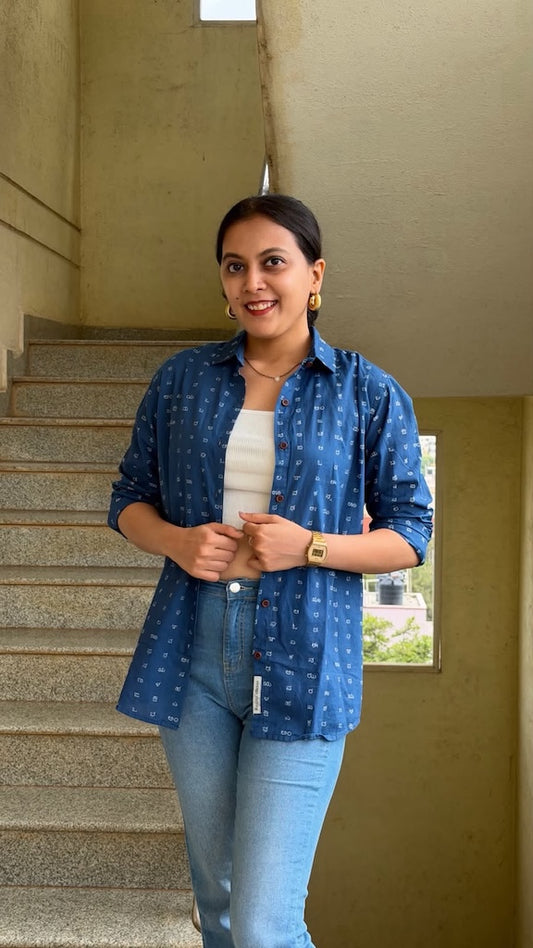 Kannada Alphabet Full Sleeves Classic Shirt for Women