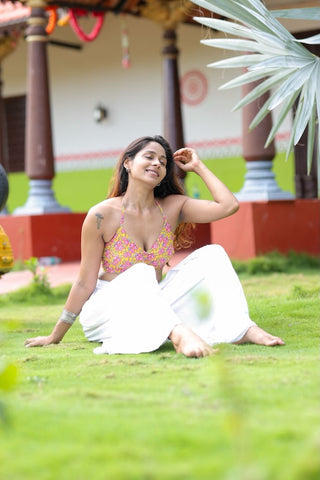 Floral Print Cotton Lace Bralette X KAVYA