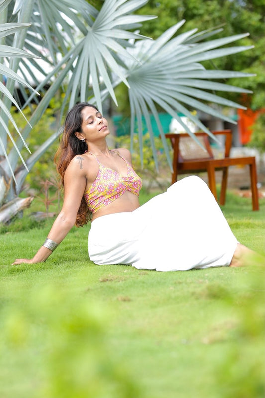 Floral Print Cotton Lace Bralette X KAVYA