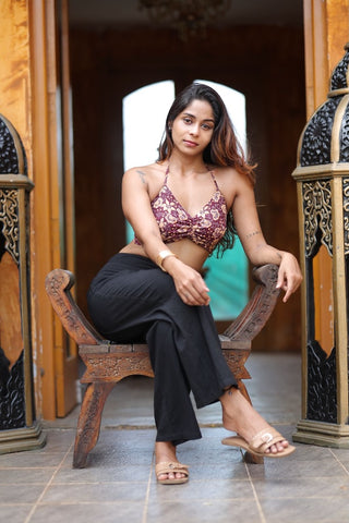 Floral Print Cotton Lace Bralette X KAVYA