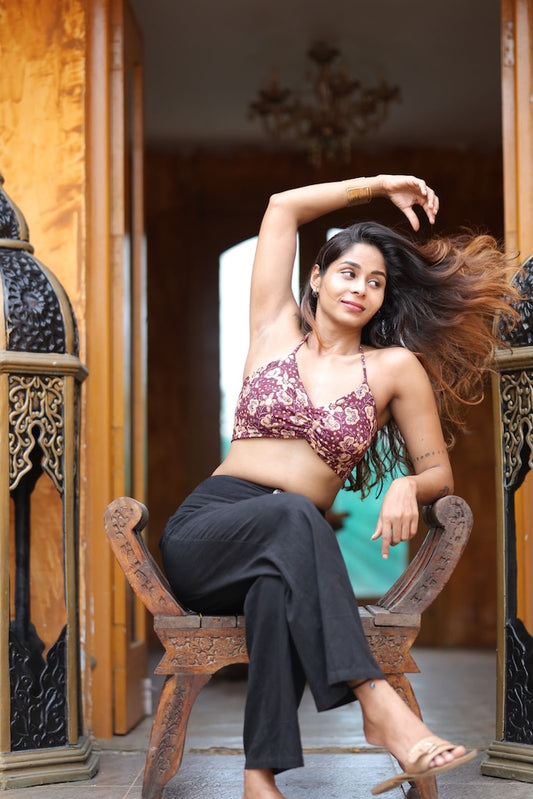 Floral Print Cotton Lace Bralette X KAVYA