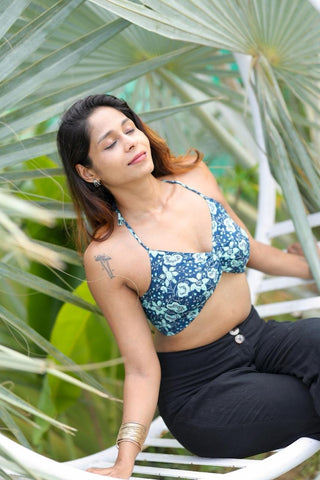 Floral Print Cotton Lace Bralette X KAVYA