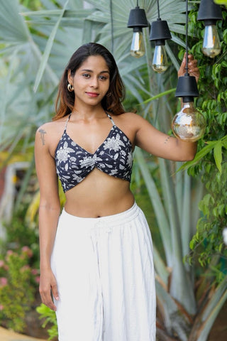 Floral Print Cotton Lace Bralette X KAVYA