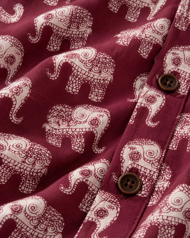 Traditional Elephat Print Cotton Short Kurta For Boys