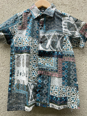 Kalamkari Print Half Sleeve Cotton Shirt for Boys