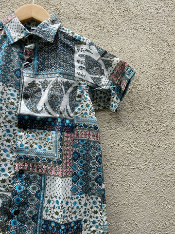 Kalamkari Print Half Sleeve Cotton Shirt for Boys