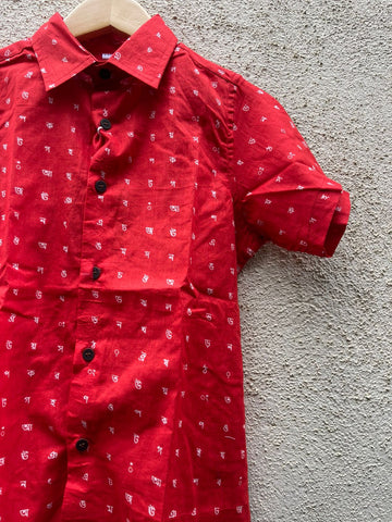 Classic Bangla Alphabet Cotton Shirt For Boys