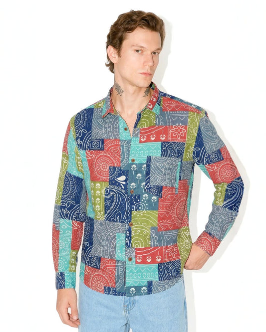 Quirky Hand Block Full Sleeve Men's Shirt
