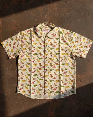 Dino Print Half Sleeve Cotton Men's Shirt