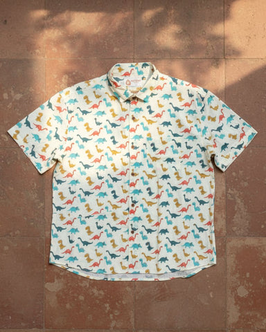 Dino Print Half Sleeve Cotton Men's Shirt