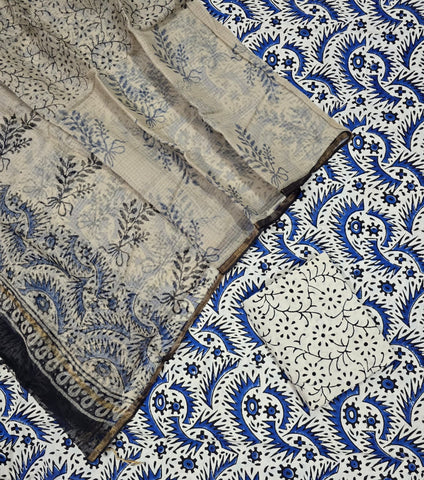 Unstitched Hand Block Print Kota doria Suit