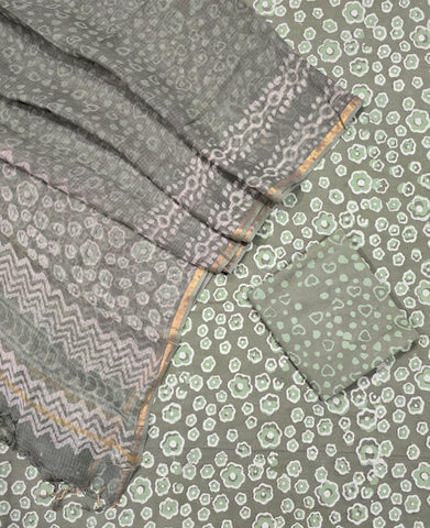 Unstitched Hand Block Print Kota doria Suit