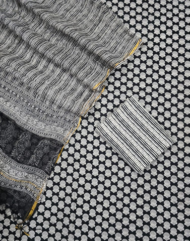 Unstitched Hand Block Print Kota doria Suit