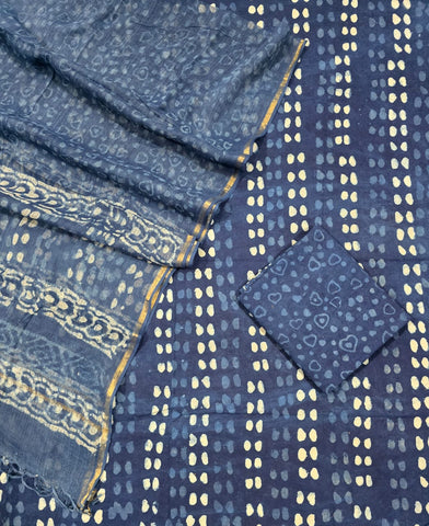 Unstitched Hand Block Print Kota doria Suit