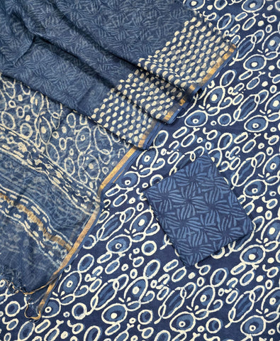 Unstitched Hand Block Print Kota doria Suit