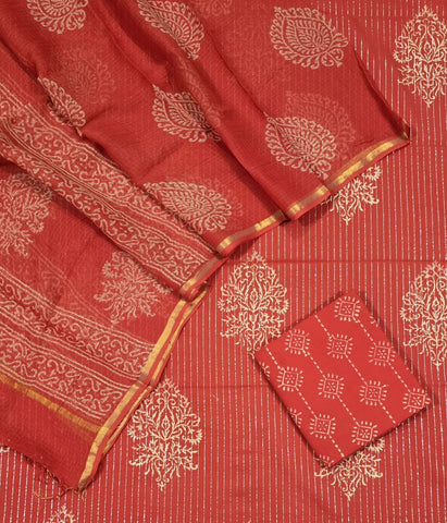 Unstitched Hand Block Print Kota doria Suit