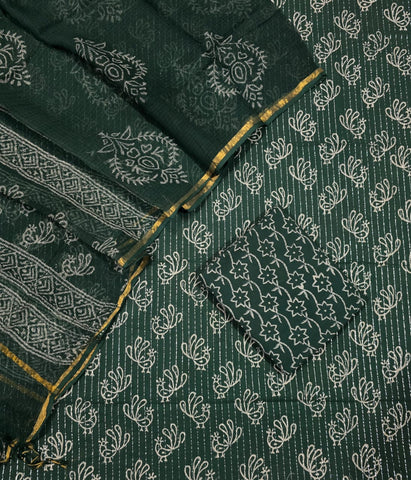 Unstitched Hand Block Print Kota doria Suit