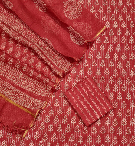 Unstitched Hand Block Print Kota doria Suit