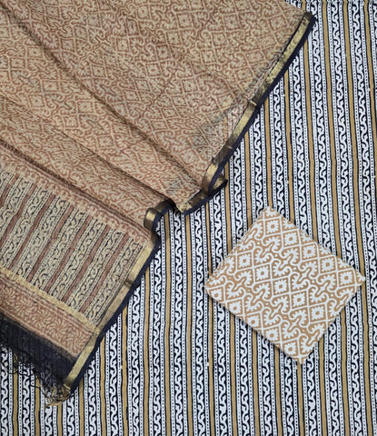 Unstitched Hand Block Print Kota doria Suit