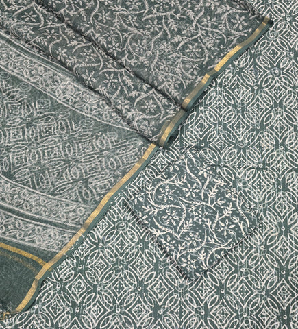 Unstitched Hand Block Print Kota doria Suit
