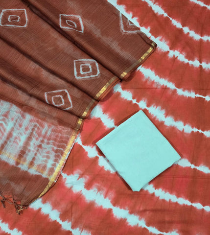 Unstitched Hand Block Print Kota doria Suit