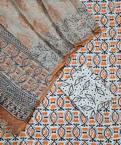 Unstitched Hand Block Print Kota doria Suit