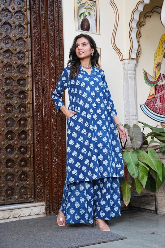 Bagru Handblock Printed Kurti Plazo