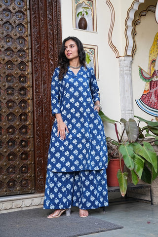 Bagru Handblock Printed Kurti Plazo