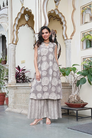 Bagru Handblock Printed Kurti Plazo