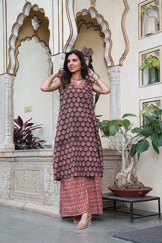 Bagru Handblock Printed Kurti Plazo