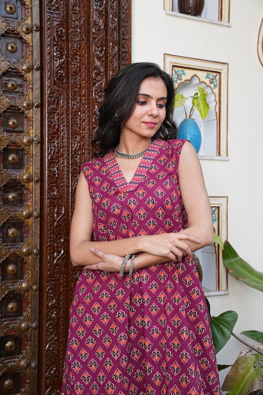 Bagru Handblock Printed Kurti Plazo