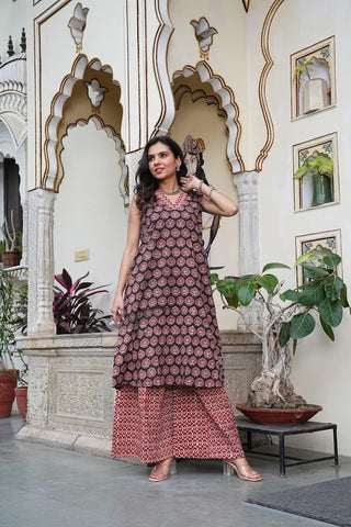 Bagru Handblock Printed Kurti Plazo
