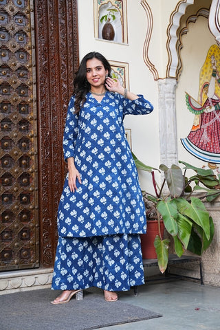 Bagru Handblock Printed Kurti Plazo